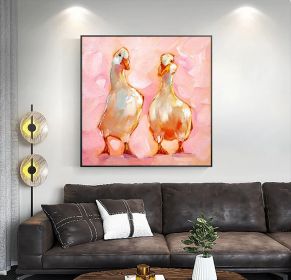 Geese Painting Goose Original Art Farm Animal Oil Painting Bird Artwork Friendship Wall Art (Style: 01, size: 50x50cm)