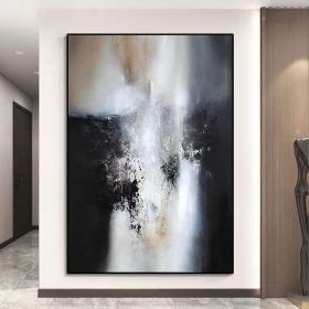 Abstract Handmade Oil Painting On Canvas Modern White And Black Oil Painting Large Wall Art For Home Decoration Colorful Abstract Wall Art (Style: 01, size: 140x210cm)
