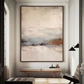 Handmade Oil Painting Beige Brown Texture Painting Beige Wall Art Neutral Abstract Painting Beige Textured On Canvas Painting Home Decor Art (Style: 01, size: 90x130cm)