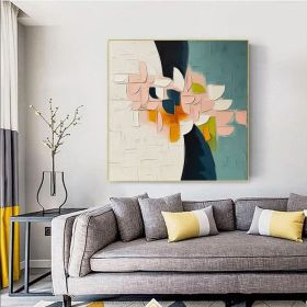 Large Colorful Floral Oil Paintin Original Wall Art Decor for Interior Desig Colorful 3D Textured Wall Art â€“for Modern Interior Decoration (Style: 01, size: 80x80cm)