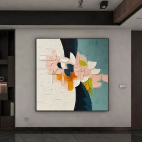 Large Colorful Floral Oil Paintin Original Wall Art Decor for Interior Desig Colorful 3D Textured Wall Art â€“for Modern Interior Decoration (Style: 01, size: 160x160cm)