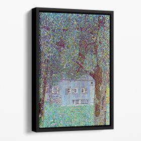 Farmhouse in Upper Austria by Klimt Floating Framed Canvas (Color: Black, size: 16" x 12" / 42cm x 30cm (approx))