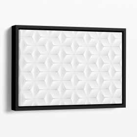Elegant White Geometric Background Floating Framed Canvas (Color: Black, size: 16" x 12" / 42cm x 30cm (approx))