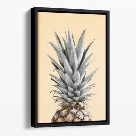 Pineapple Yellow 04 Floating Framed Canvas (Color: Black, size: 40" x 26" / 100cm x 65cm (approx))