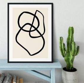 Black Lines 03 Framed Print (Color: Black/With White Edging, size: 48" x 32" / 120cm x 80cm (approx))