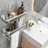 Glass Shelf for Bathroom 15.7 in Bathroom Shelves with Towel Bar Tempered Glass Shelves for Wall(2 Tier)