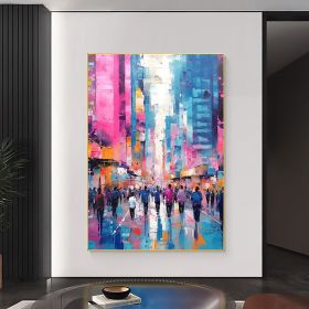 Hand Painted Oil Painting Abstract Cityscape Oil Painting on Canvas Original Urban Scenery Painting Modern Building Art Living room Wall Decor Cu (Style: 01, size: 50x70cm)