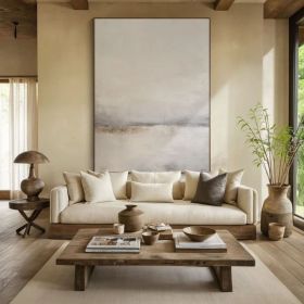 Neutral Minimalist Painting Large Beige Abstract Oil Painting Living Room Painting White Texture Painting Handmade Large Canvas Wall Art (Style: 01, size: 120x160cm)