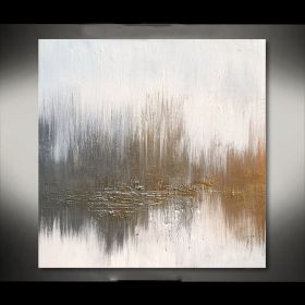 Handmade Oil Painting Abstract Painting On Canvas Wall Art Soft Shades Of Metallic Gold And Silver Original Art Created Home Decor (Style: 01, size: 160x160cm)