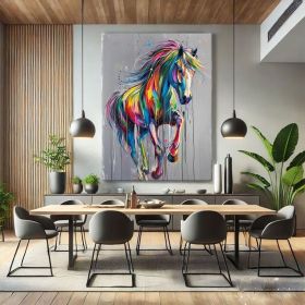 Horse Canvas Wall Art Modern Animal Painting Abstract Horse Hand Painted Oil Painting Canvas Oversize Wall Art Vertical Animal Canvas Above Bed F (Style: 01, size: 100x150cm)