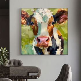 Cow Oil Painting Cow Portrait Original Art Farm Animals Wall Art Father's Day Gifts (Style: 01, size: 50x50cm)