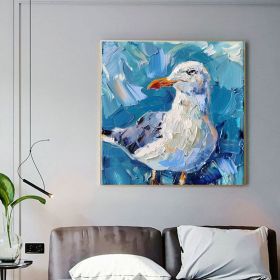 Seagull Oil Painting On Canvas Birds Hand Painted Canvas Original Art Animal Artwork Marine Figure Wall Art (Style: 01, size: 120x120cm)