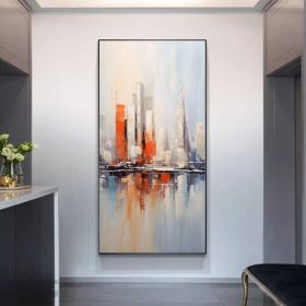 Abstract Sailboats 100% Handmade Water House Painting Textured Painting Acrylic Oil Painting Wall Decor Living Room Cityscape Art (Style: 01, size: 60x120cm)