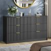 6 Drawer Dresser for Bedroom, Wood Storage Cabinet With Metal Handles, Modern Closet Of Drawers for Living Room