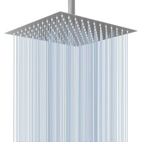 US Warehouse Stock 12 inch Square Water Saving Bathroom Top Rainfall Shower Head (Color: Brushed Nickel)