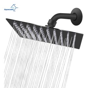 US Warehouse Stock 12 inch Square Water Saving Bathroom Top Rainfall Shower Head (Color: Matte Black)