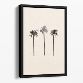 Palm Trees Ink Floating Framed Canvas (Color: Black, size: 24" x 16" / 60cm x 40cm approx)