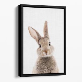 Peekaboo Bunny Floating Framed Canvas (Color: Black, size: 24" x 16" / 60cm x 40cm approx)