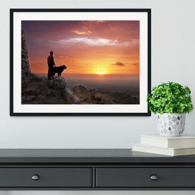 Man and his faithful companion Framed Print (Color: Natural/With White Edging, size: 48" x 32" / 120cm x 80cm (approx))
