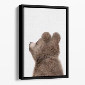 Peekaboo Baby Bear Back Floating Framed Canvas (Color: Black, size: 12" x 8" / 30cm x 20cm approx)