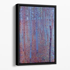Beech Forest by Klimt Floating Framed Canvas (Color: Black, size: 40" x 26" / 100cm x 65cm (approx))