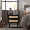Set of 2 with 2 Drawers, 15.4" Modern Storage Bedside Table with Golden Metal Handles, Wooden End Table for Bedroom